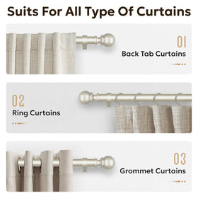 Zeerobee heavy-duty 1-inch rod supports heavier drapes.