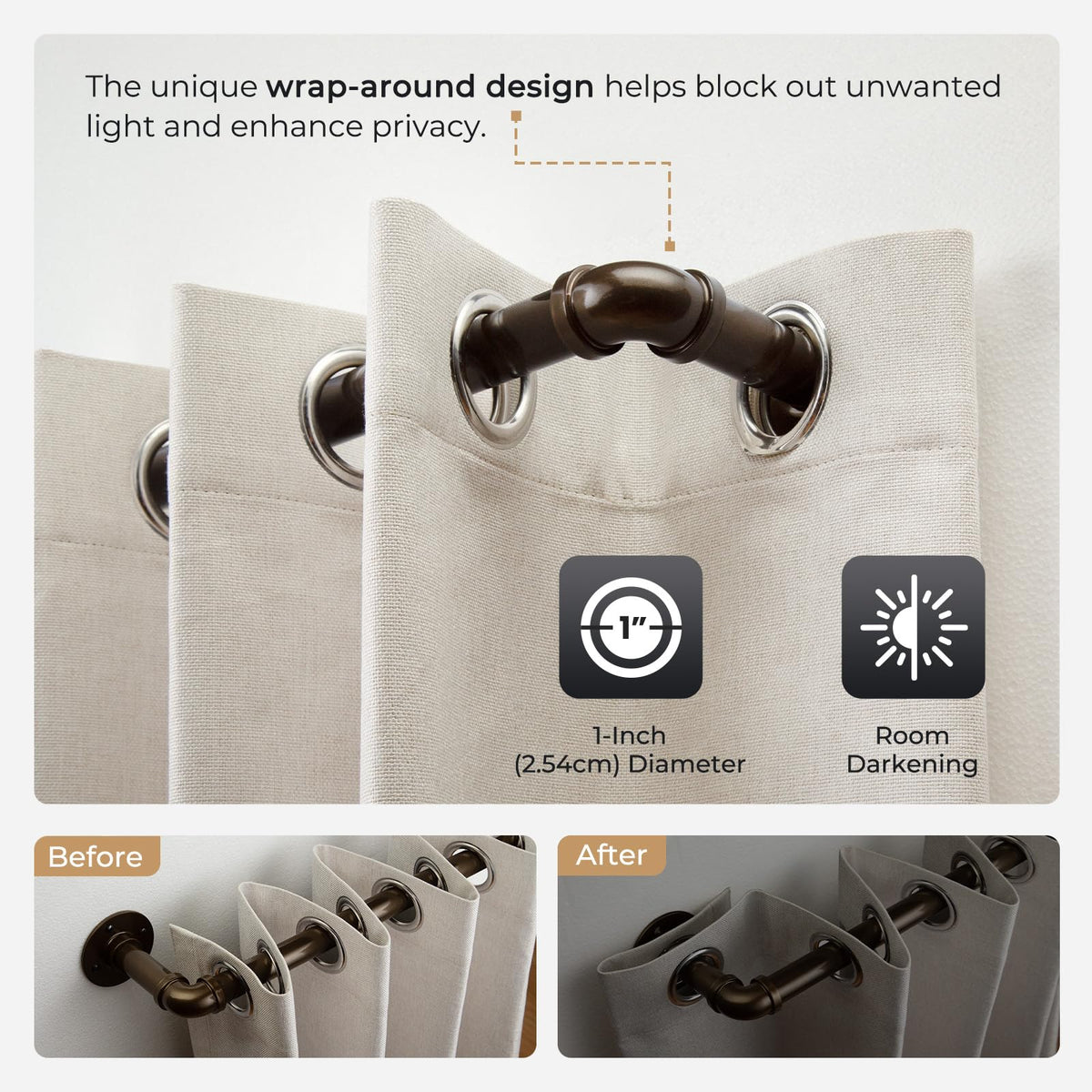 Zeerobee wrap-around design offers seamless coverage for light blocking.