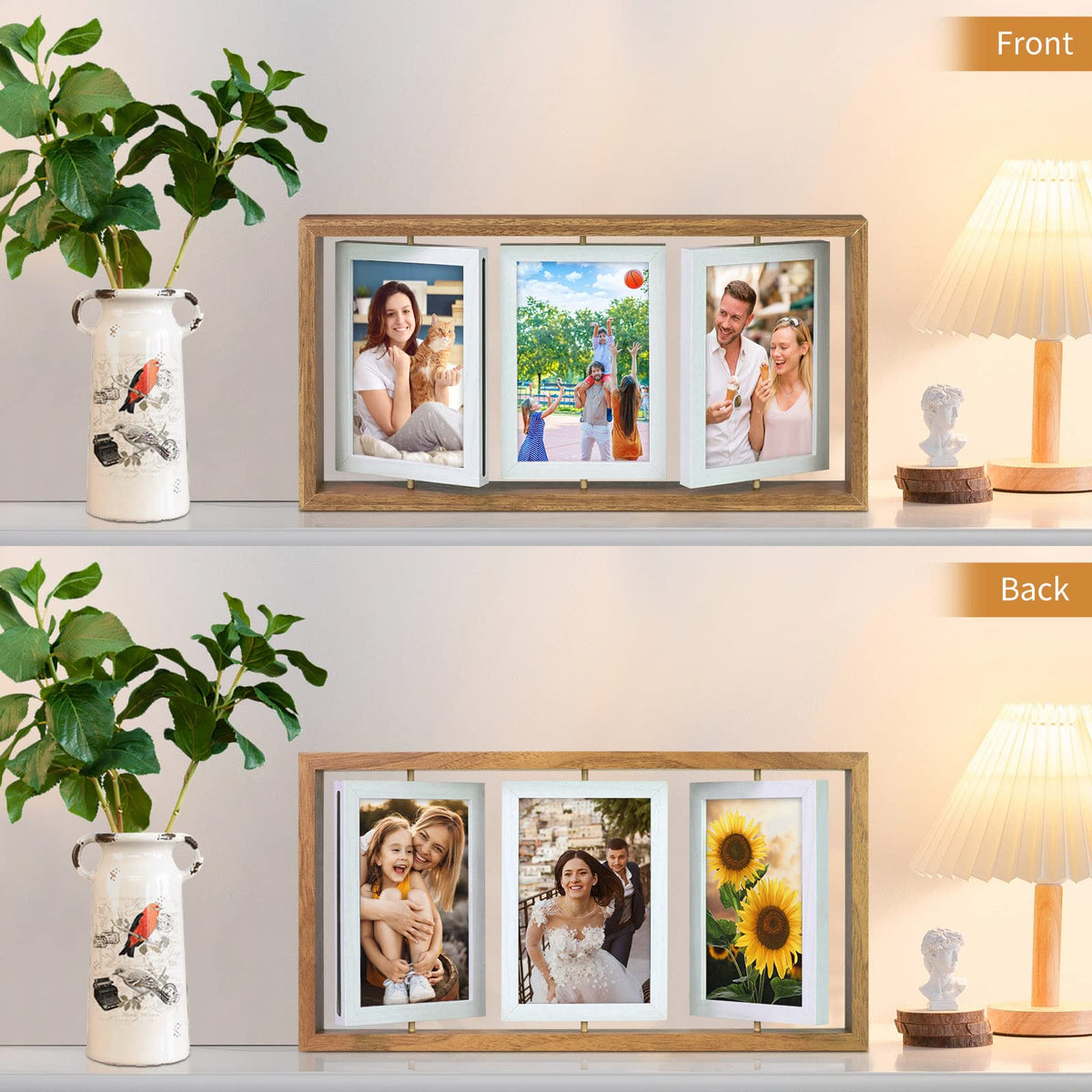 ZEEYUAN rustic wooden frame close-up highlighting thick brown borders