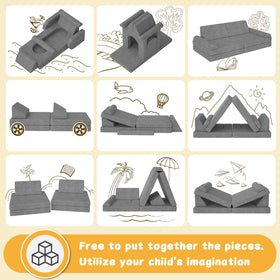 Zefinot modular kids play couch sofa-formation enables easy rearrangement for cozy lounging.