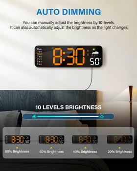Zelaclock auto dimming feature adjusts brightness for comfortable night viewing
