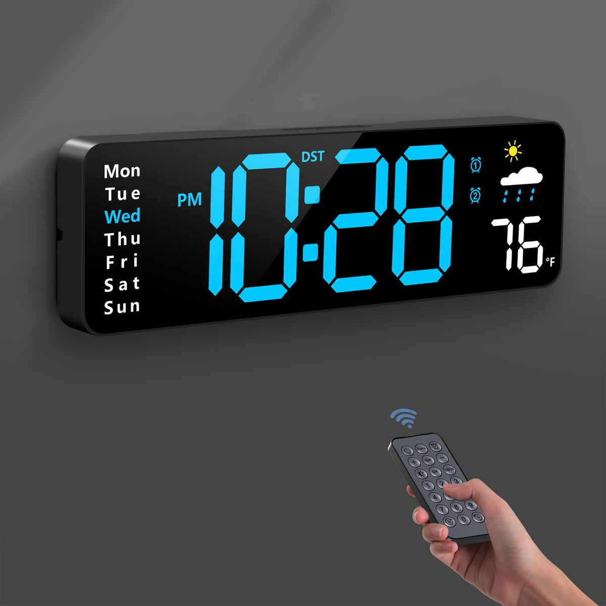 Zelaclock digital wall clock with an 11-inch LED display, ideal for easy viewing.