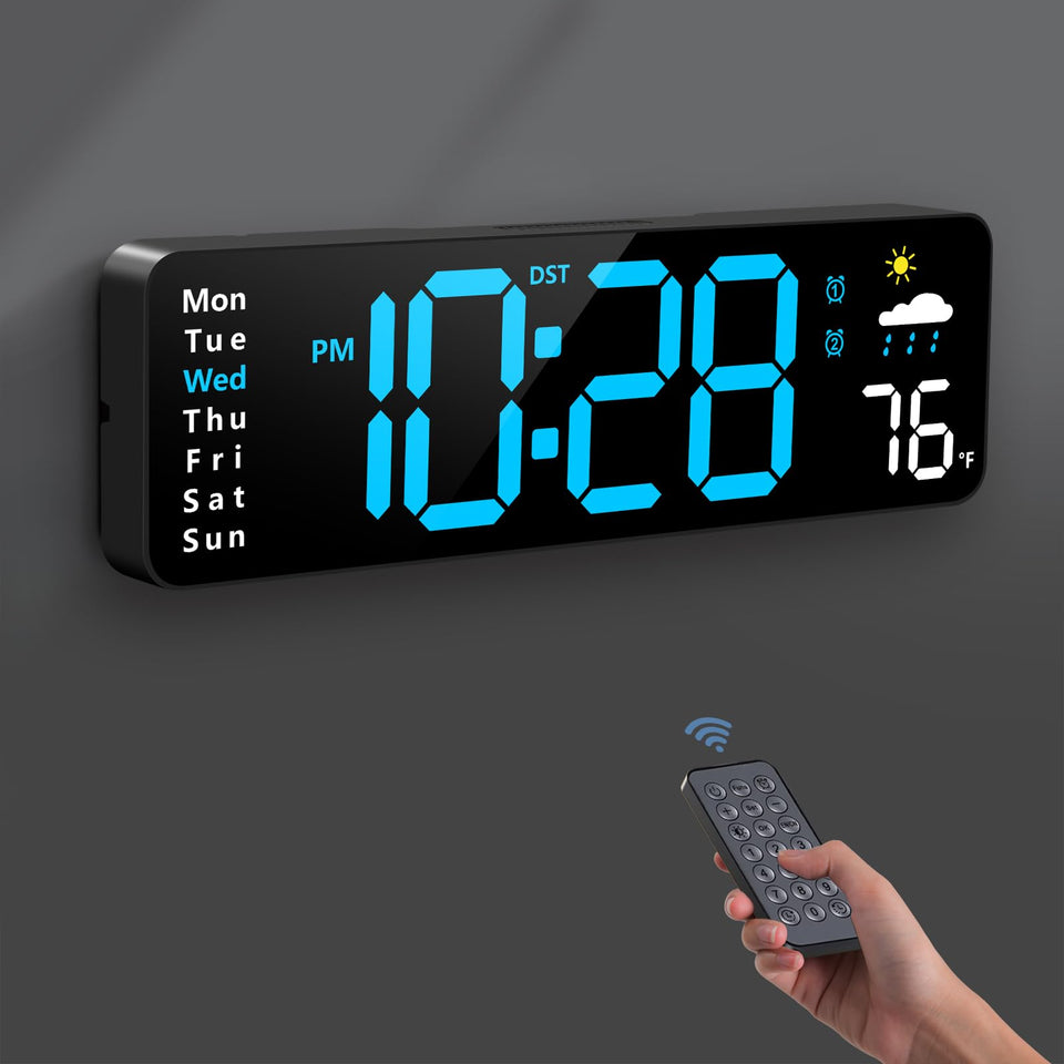 Zelaclock digital wall clock with an 11-inch LED display, ideal for easy viewing.