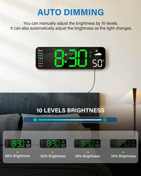 Auto dimming reduces brightness at night for undisturbed sleep