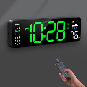 Zelaclock digital wall clock with an 11-inch LED display for easy readability across the room