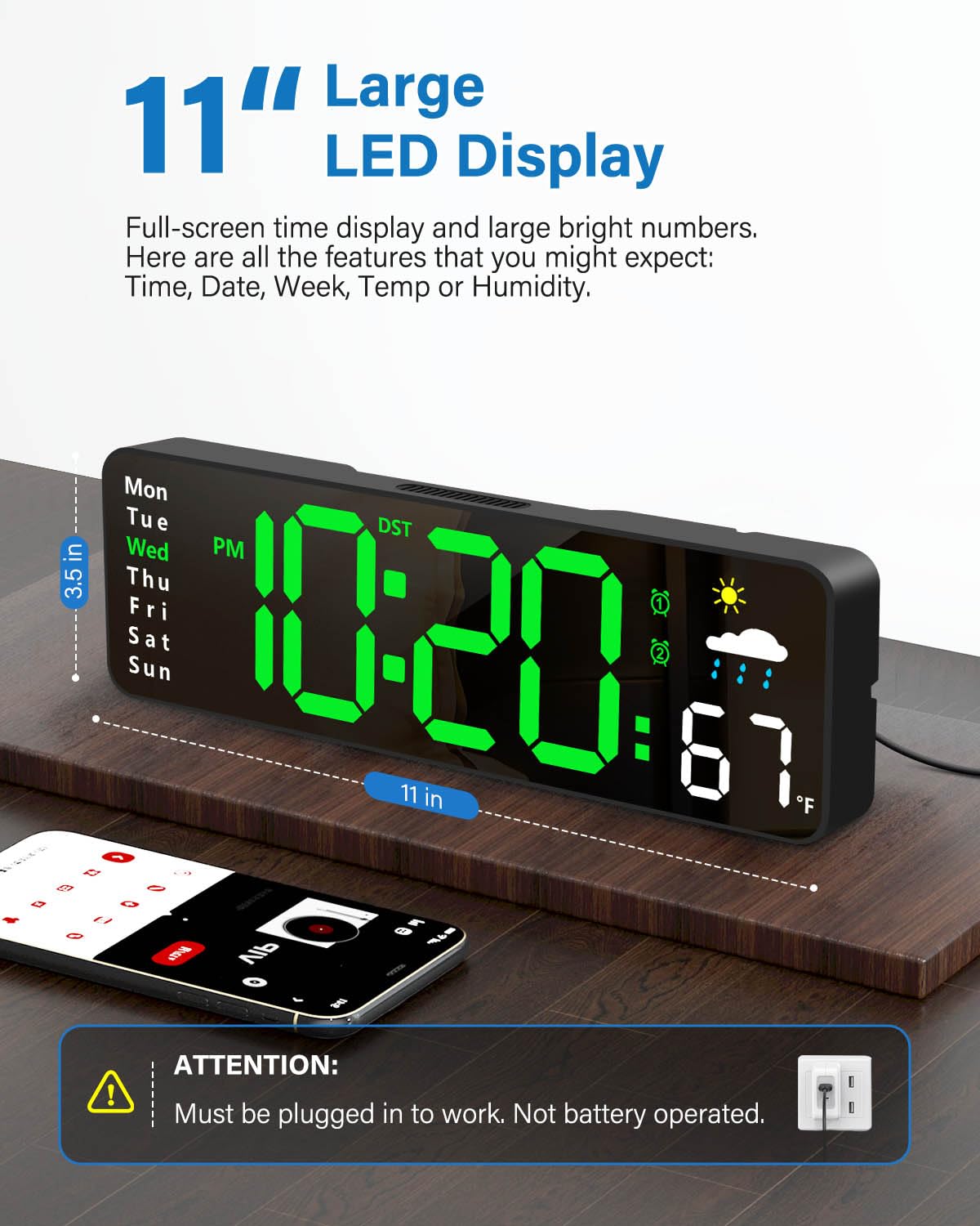 Zelaclock remote control enables quick, convenient clock adjustments from anywhere in the room