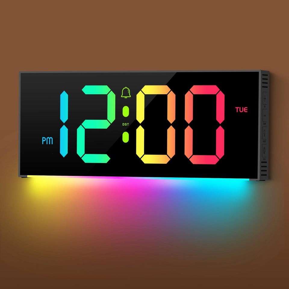 Zelaclock large digital wall clock with full-screen display for clear viewing from across the room.