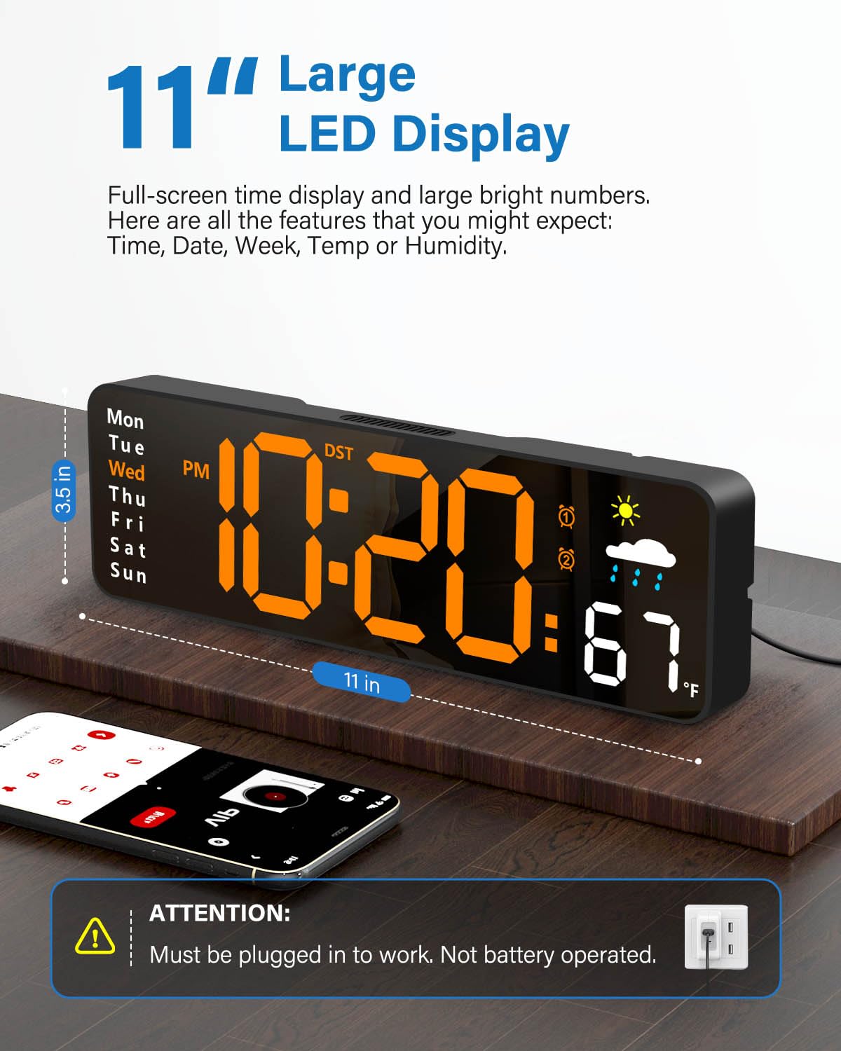 Zelaclock remote control operation to adjust settings without reaching the clock