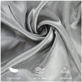 Zelimun satin pillowcase with secure zipper for snug fit in grey.