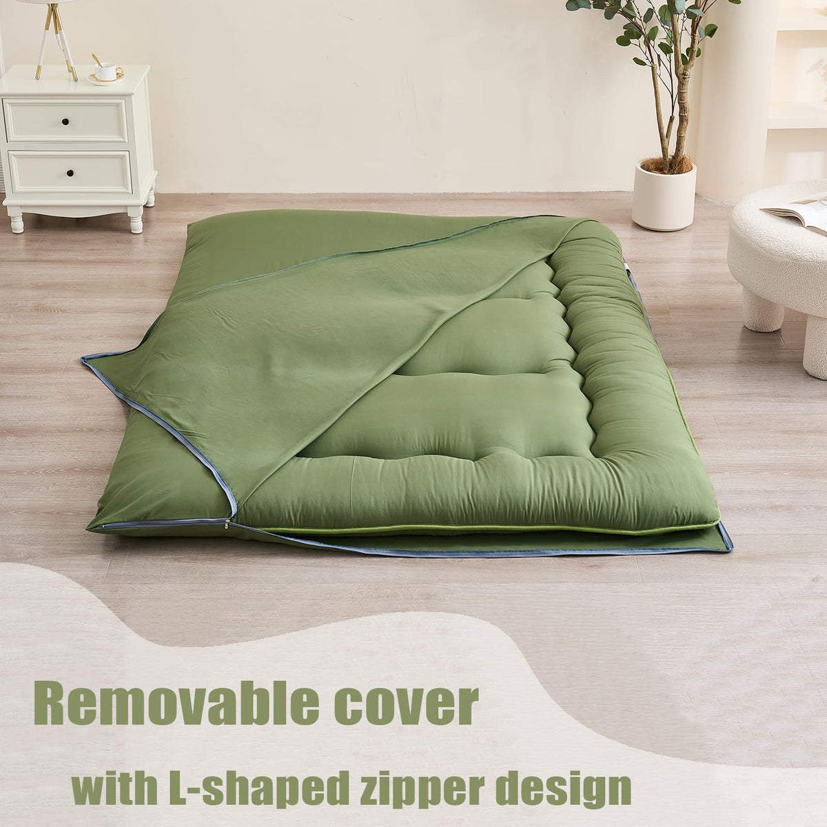 Zelladorra washable cover removed to reveal quick-clean, dust-proof option.