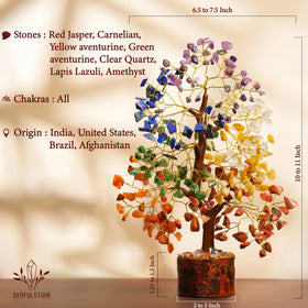 ZENFULSTONE chakra crystal tree for positive energy balance on desk.