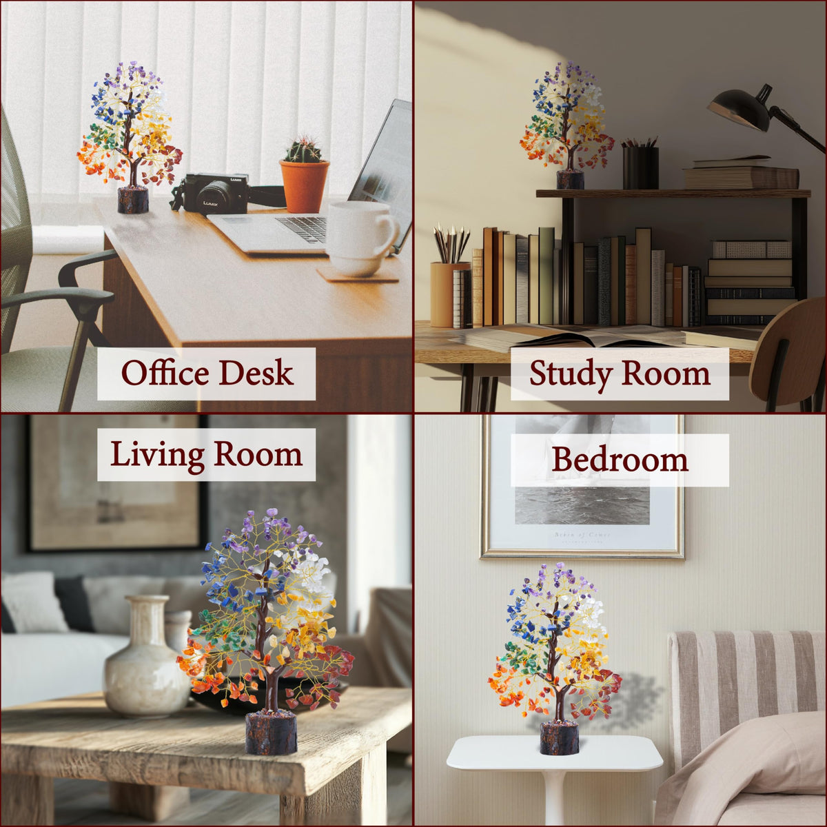 ZENFULSTONE home office crystal tree decor elevates workspace vibe.