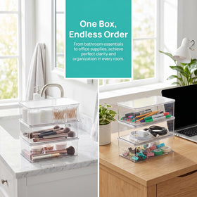 ZENFUN clear bathroom toiletries bin for easy access and visibility