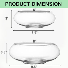 ZENFUN glass vase bowl with an 8-inch wide mouth for lush designs.