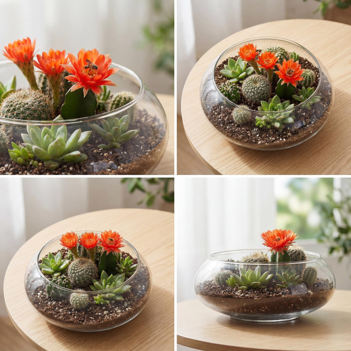 Modern clear vase bowl adds bright focal point.