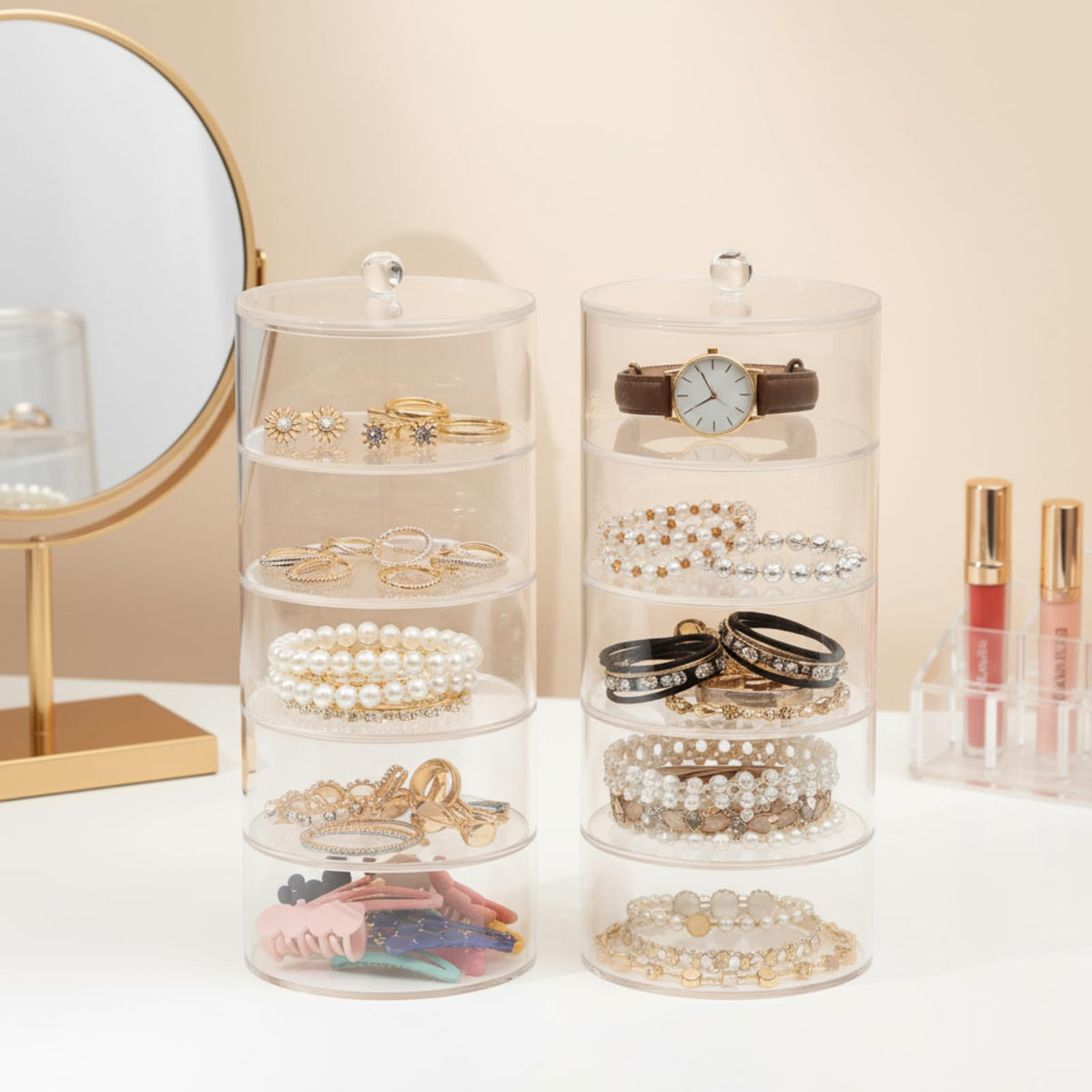 ZENFUN transparent compartments for vanity organize watches and jewelry at a glance