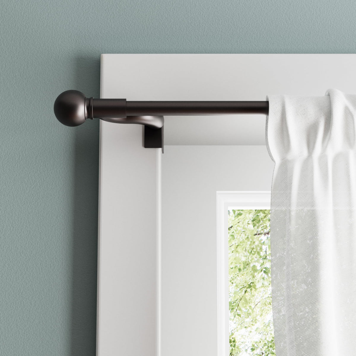 Zenna Home adjustable curtain tension rod bronze finials for secure window coverage.