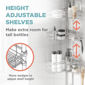 Zenna Home adjustable height 60 to 97 inches fits most shower enclosures.