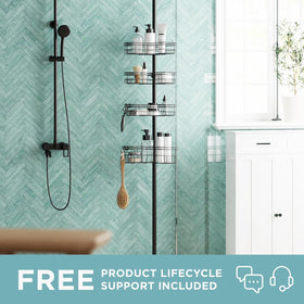 Zenna Home corner shower caddy open-wire shelves promote quick drainage.