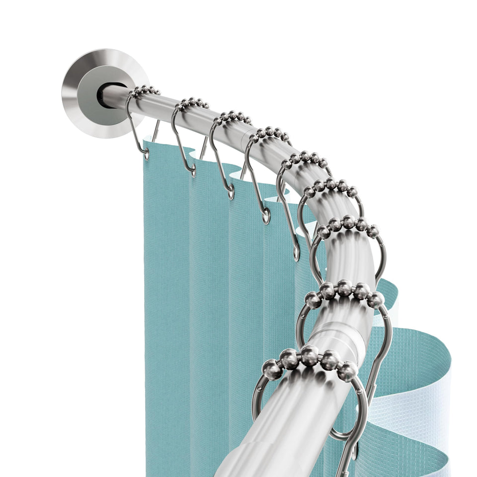 Zenna Home curved shower rod with brushed nickel finish for stylish rustproof durability.