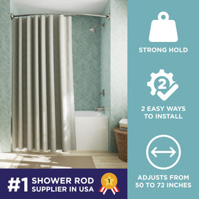 Easy tool-free install for Zenna Home curved rod saves time and walls from drilling.