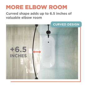 Zenna Home curved shower rod features decorative end caps for a finished look.