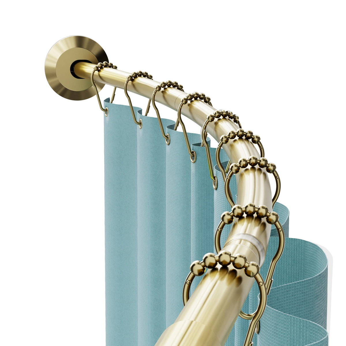 Zenna Home curved shower rod in gold adds up to 10 inches of extra elbow room.