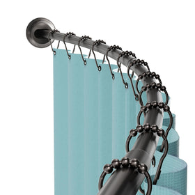 Zenna Home curved shower rod demonstrates no-drill installation for quick bathroom upgrade.