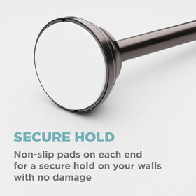 Zenna Home curved shower rod uses non-slip pads for secure mounting.