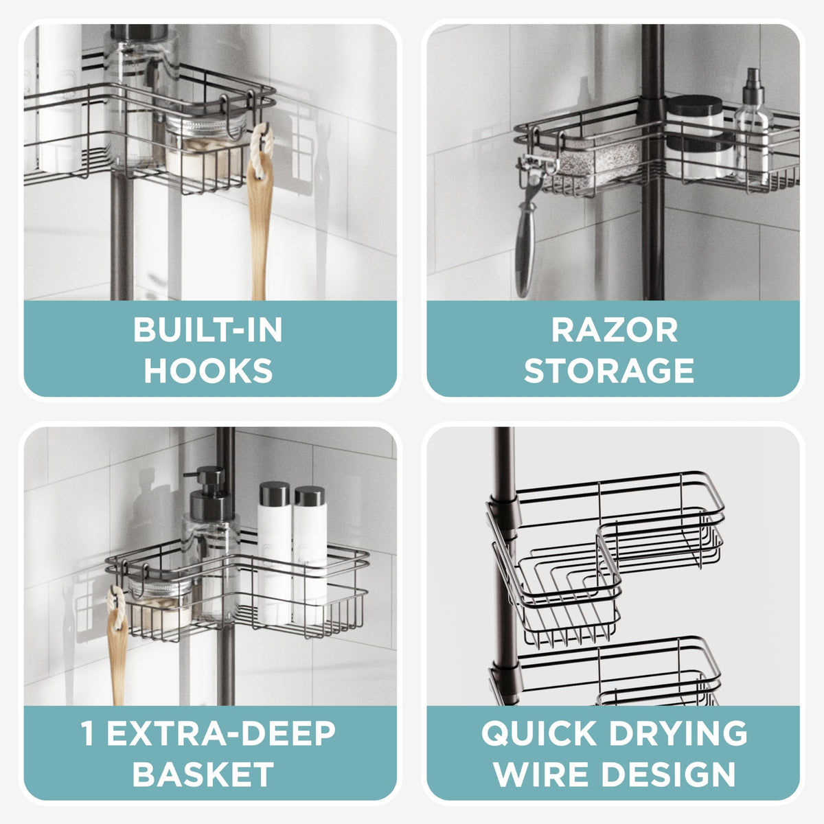Zenna Home adjustable tension pole fits 60 to 97 inches.