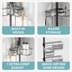 Zenna Home adjustable tension pole fits 60 to 97 inches.