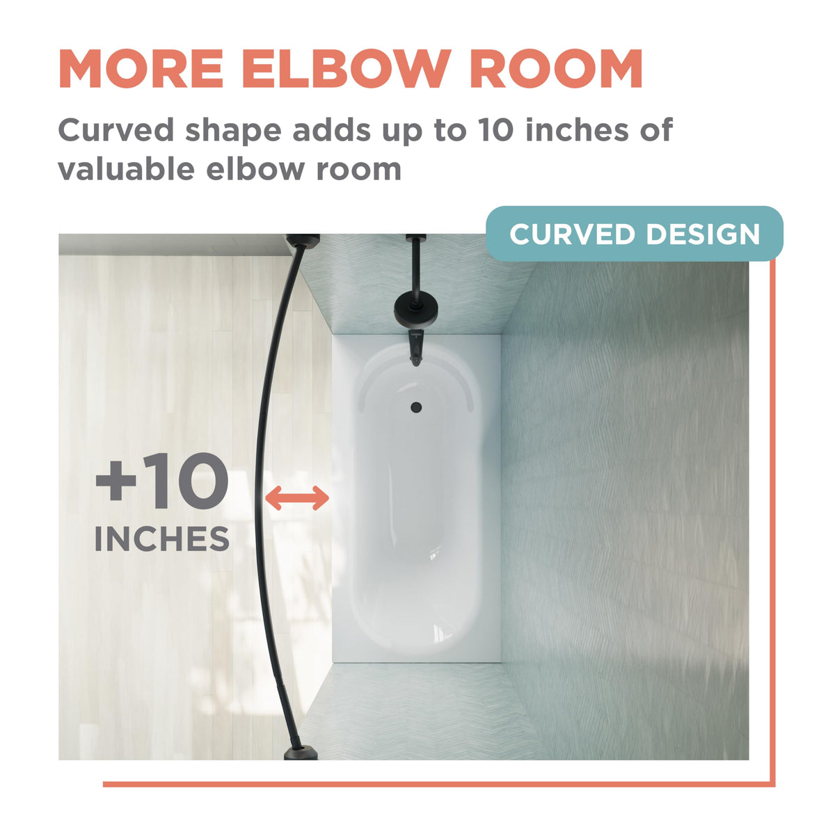 Zenna Home rustproof stainless steel curved rod designed for longevity in bathrooms.