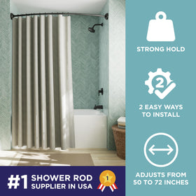 Zenna Home curved rod installation demonstrating tension mount benefits.