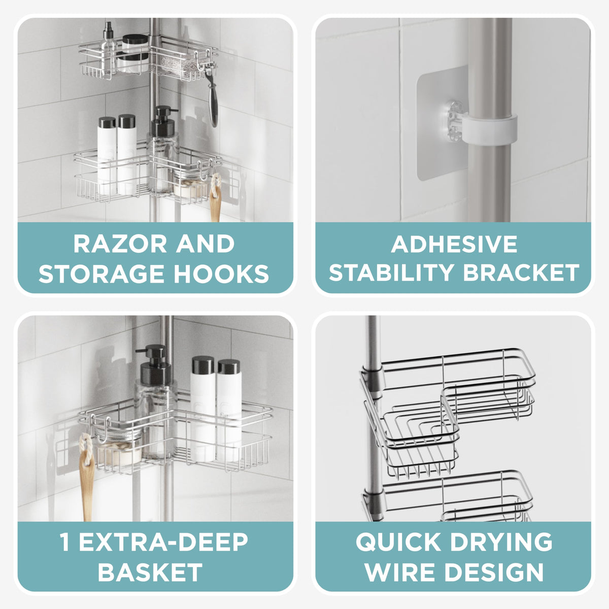 Zenna Home open-wire baskets promote quick drying after use.