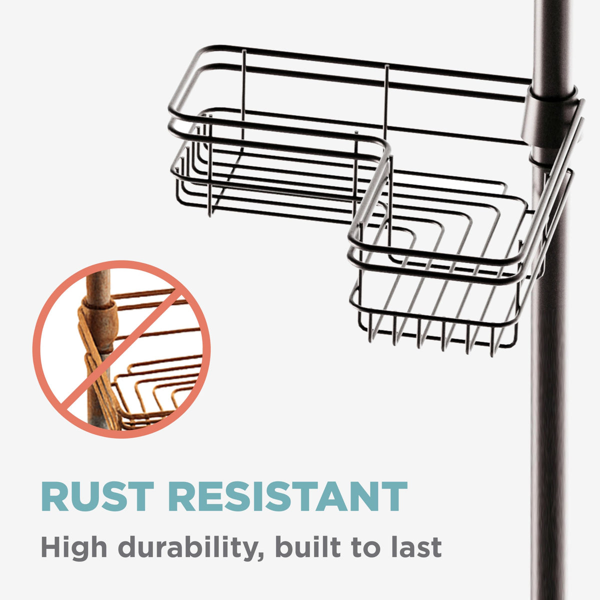 Zenna Home rust-resistant steel construction resists moisture in humid bathrooms.