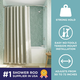 Zenna Home tension-mount installs without drilling, protecting walls.