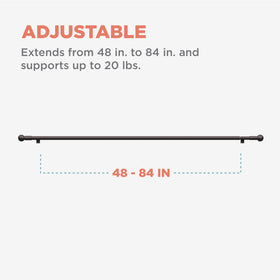 Zenna Home tension rod supports up to 20 lbs for blackout curtains.
