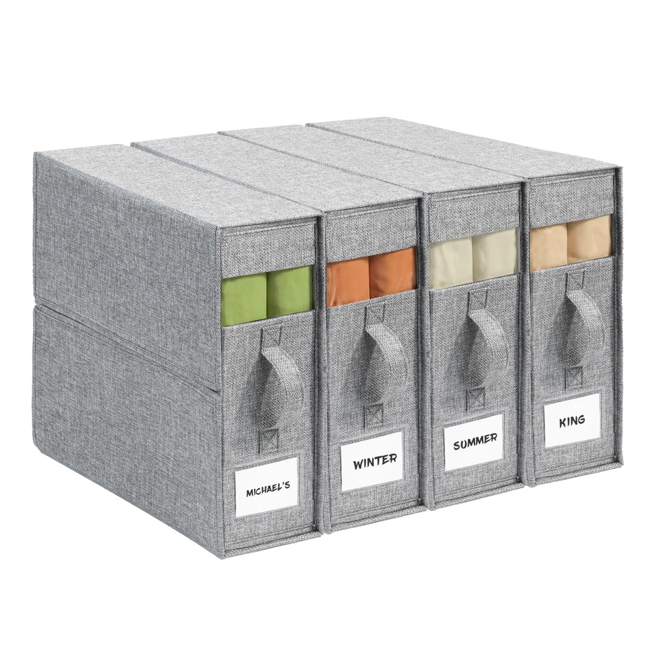 ZenStorage 4Pack sheet organizers with clear window for quick bedding identification