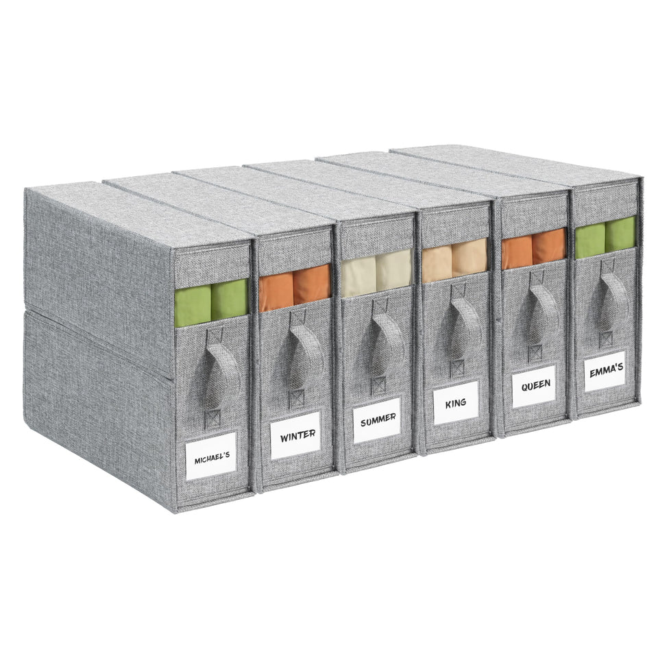 ZenStorage 6Pack sheet organizers with window for quick king/queen set ID.