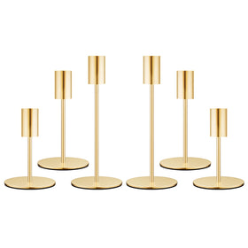 Zeochyni French gold taper candle holder set 1 with sturdy base for stable centerpiece display