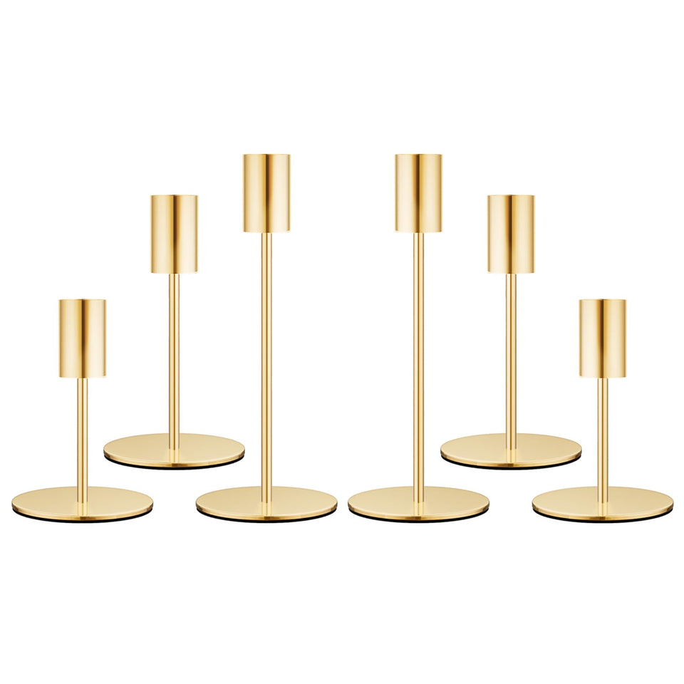 Zeochyni French gold taper candle holder set 1 with sturdy base for stable centerpiece display