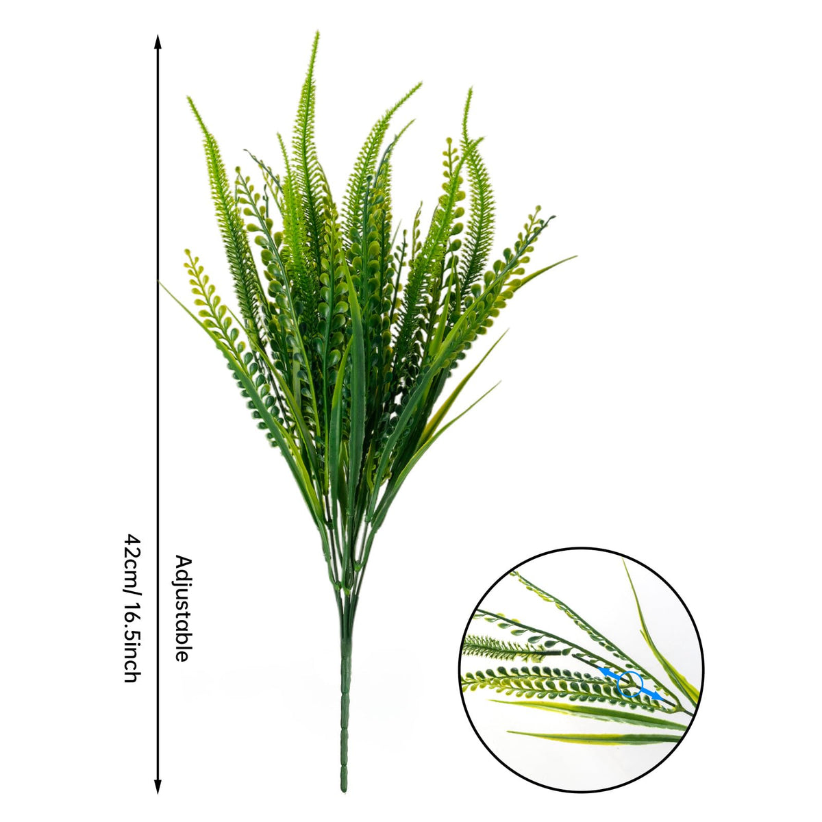 ZEOSTARO fern bundle on an outdoor wall introduces UV-resistant greenery for porch styling.