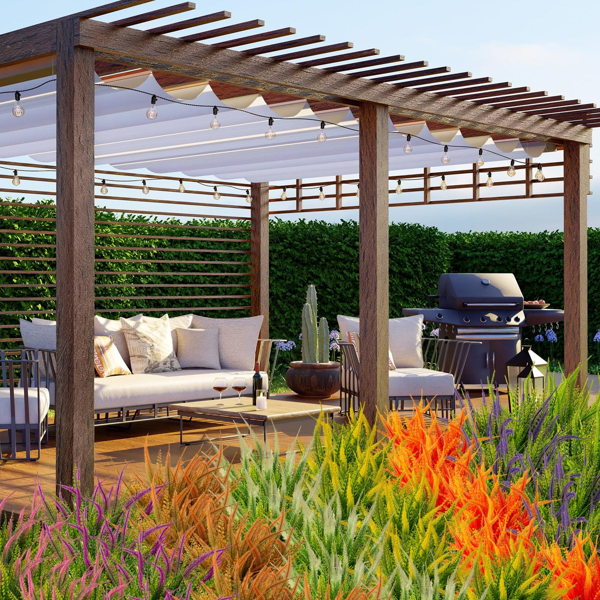 Lifelike texture persists outdoors with sun-friendly color retention.