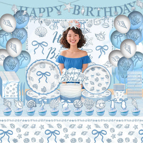 ZEQICALF seashell balloons create airy seaside vibe.