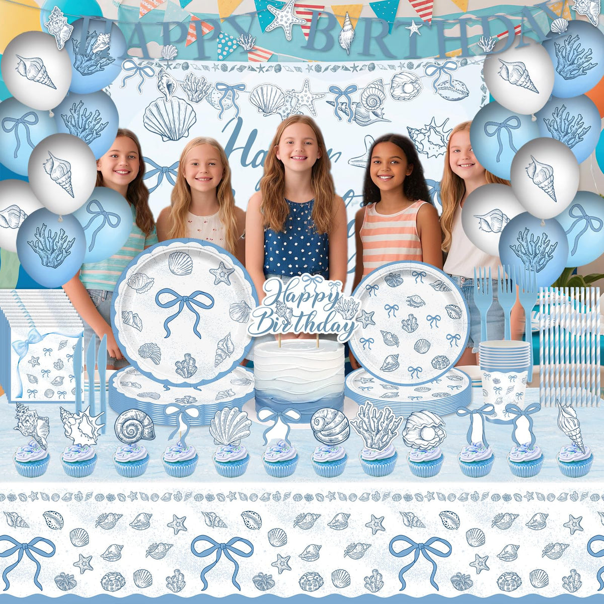 ZEQICALF seashell cupcake toppers accent cake toppers beautifully.