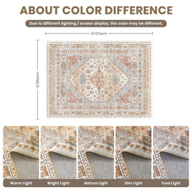 Zesthome 6x9 rug with non-slip backing helps it stay in place on hard floors.