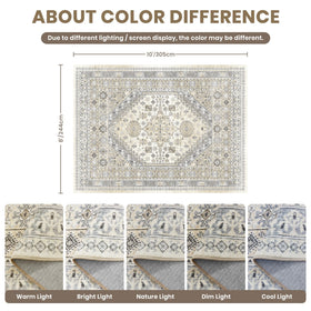 Zesthome vintage pattern beige rug for living rooms, adds timeless style.