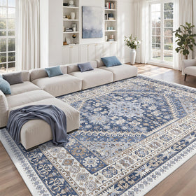 zesthome blue-beige 8x10 rug elevates living areas with durable design