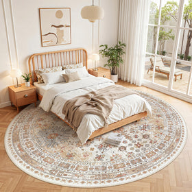 Zesthome round rug in kitchen entryway area for space definition.