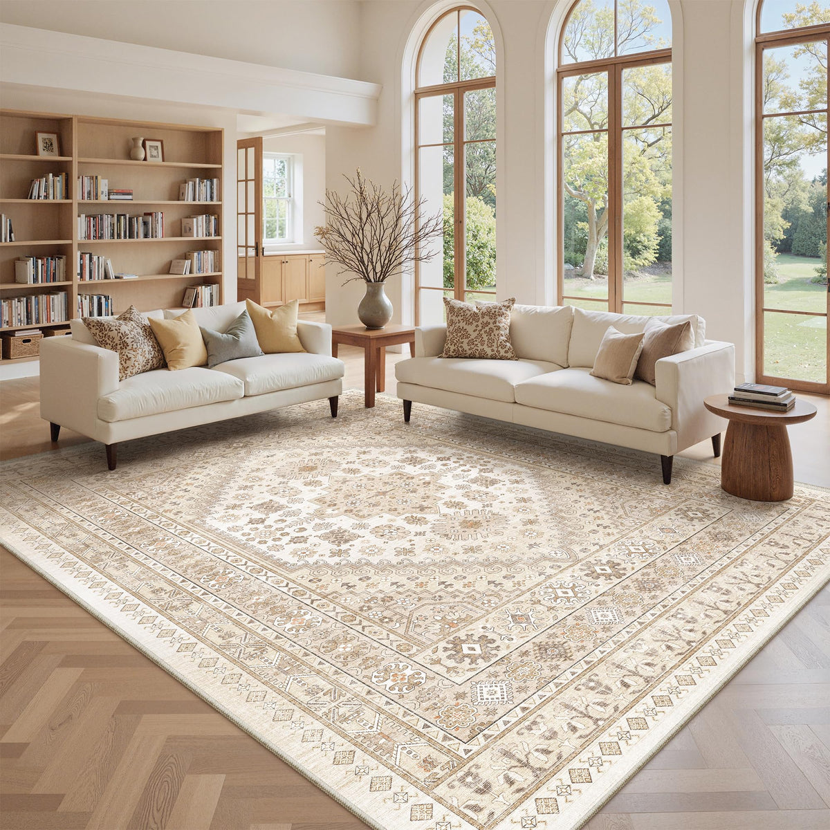 Zesthome vintage geometric pattern rug complements modern interiors with timeless charm.